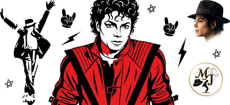 Michael Jackson Retro Art UV DTF Cup Wrap for 16oz Libbey Glass KA-8210