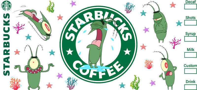 Plankton Starbucks UV DTF Cup Wrap for 16oz Libbey Glass KA-8237