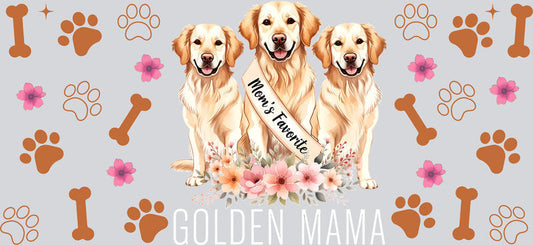 Golden Retriever Dog Mama UV DTF Cup Wrap for 16oz Libbey Glass KA-8240