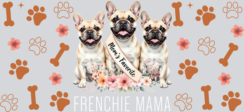 French Bulldog Dog Mama Pack UV DTF Cup Wrap for 16oz Libbey Glass KA-8245