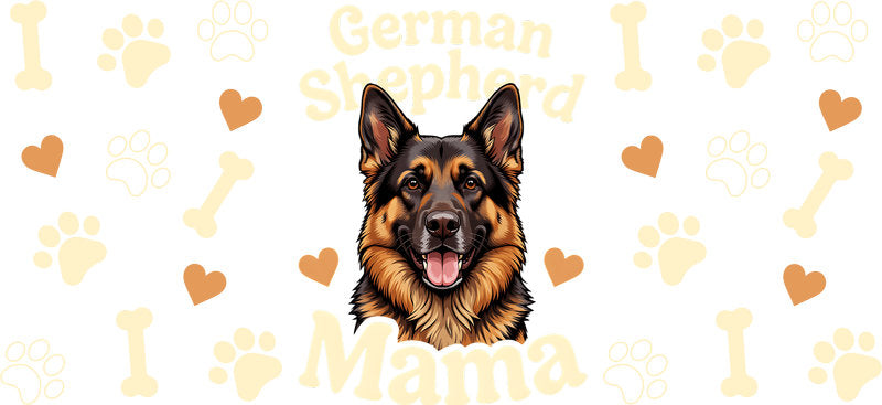 German Shepherd Dog Mama UV DTF Cup Wrap for 16oz Libbey Glass KA-8255