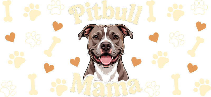 Pitbull Dog Mama UV DTF Cup Wrap for 16oz Libbey Glass KA-8258