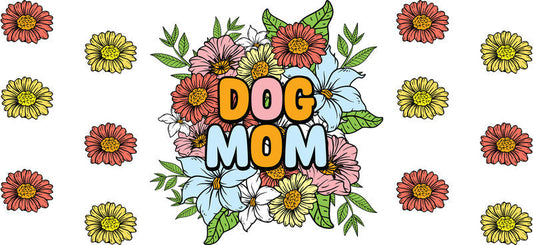 Floral Dog Mom UV DTF Cup Wrap for 16oz Libbey Glass KA-8263