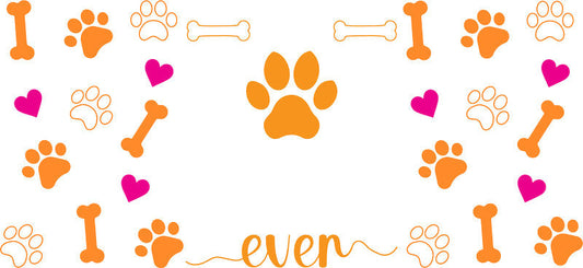 Dog Dad Paw Print UV DTF Cup Wrap for 16oz Libbey Glass KA-8267