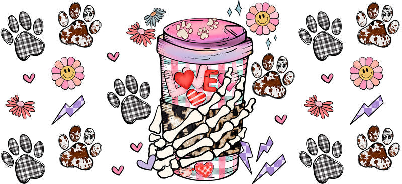 Coffee Lover Dog Mom UV DTF Cup Wrap for 16oz Libbey Glass KA-8270