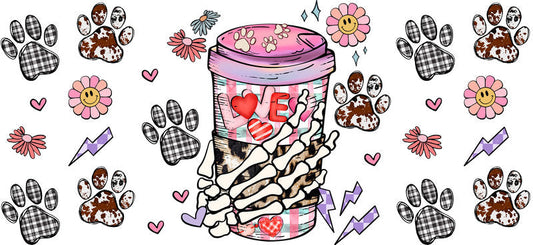 Coffee Lover Dog Mom UV DTF Cup Wrap for 16oz Libbey Glass KA-8270