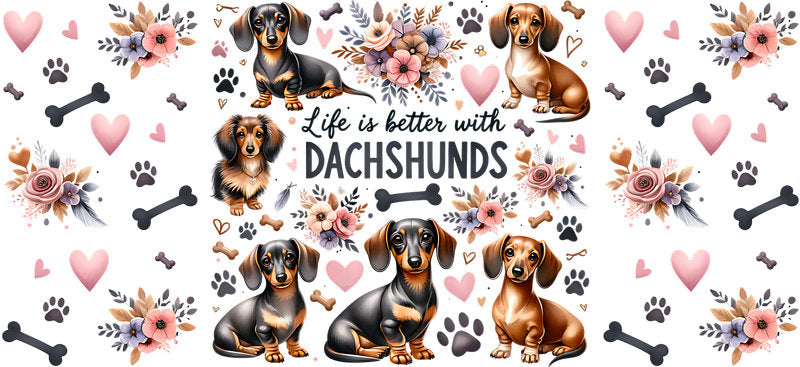 Dachshund Dog Mom Collage UV DTF Cup Wrap for 16oz Libbey Glass KA-8273