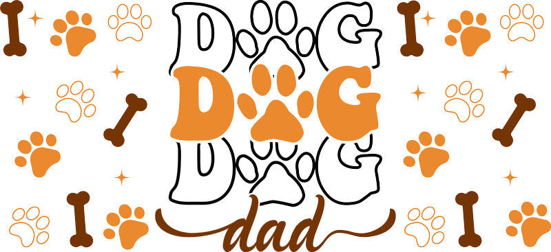 Classic Dog Dad Typography UV DTF Cup Wrap for 16oz Libbey Glass KA-8275