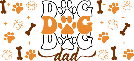 Classic Dog Dad Typography UV DTF Cup Wrap for 16oz Libbey Glass KA-8275