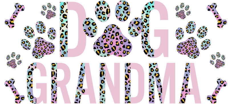 Leopard Print Dog Grandma UV DTF Cup Wrap for 16oz Libbey Glass KA-8277