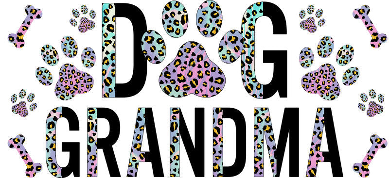 Black Leopard Dog Grandma UV DTF Cup Wrap for 16oz Libbey Glass KA-8278