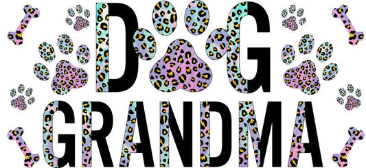 Black Leopard Dog Grandma UV DTF Cup Wrap for 16oz Libbey Glass KA-8278
