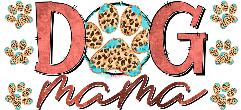 Leopard Print Dog Mama UV DTF Cup Wrap for 16oz Libbey Glass KA-8279