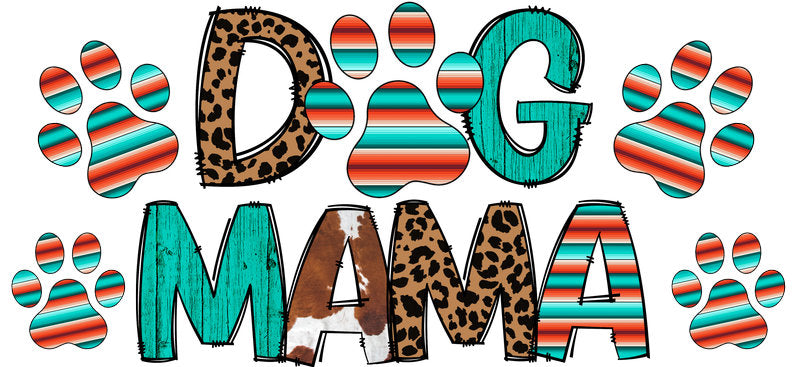 Retro Stripe Dog Mama UV DTF Cup Wrap for 16oz Libbey Glass KA-8280