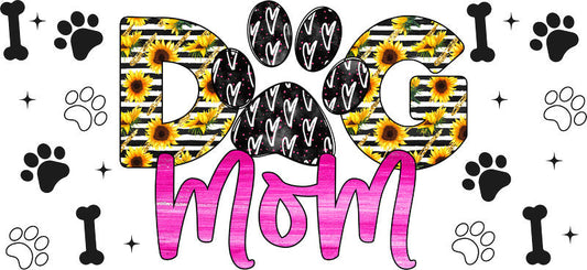 Pink Leopard Dog Mom UV DTF Cup Wrap for 16oz Libbey Glass KA-8284