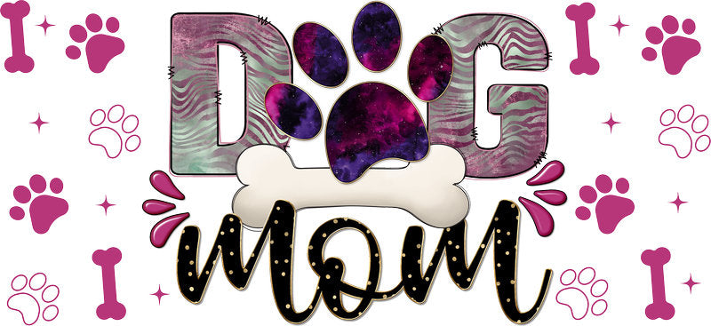 Purple Leopard Dog Mom UV DTF Cup Wrap for 16oz Libbey Glass KA-8286