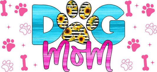 Colorful Dog Mom UV DTF Cup Wrap for 16oz Libbey Glass KA-8288