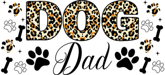 Leopard Print Dog Dad UV DTF Cup Wrap for 16oz Libbey Glass KA-8292