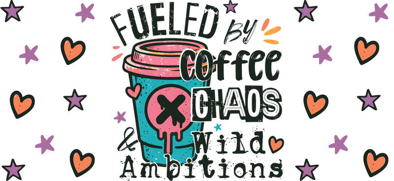 Coffee Chaos Dog Mom UV DTF Cup Wrap for 16oz Libbey Glass KA-8293