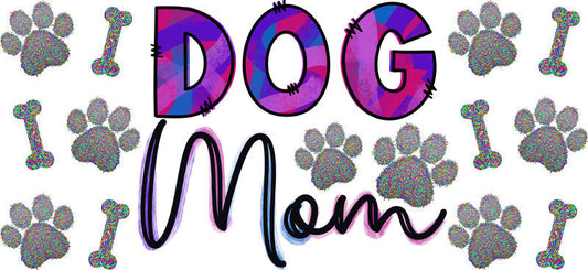 Purple Dog Mom Typography UV DTF Cup Wrap for 16oz Libbey Glass KA-8299