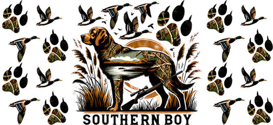 Southern Boy Dog Lover UV DTF Cup Wrap for 16oz Libbey Glass KA-8300