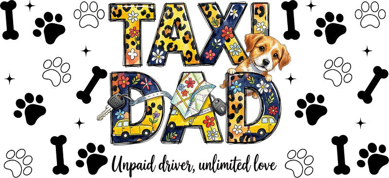 Taxi Dog Dad UV DTF Cup Wrap for 16oz Libbey Glass KA-8303