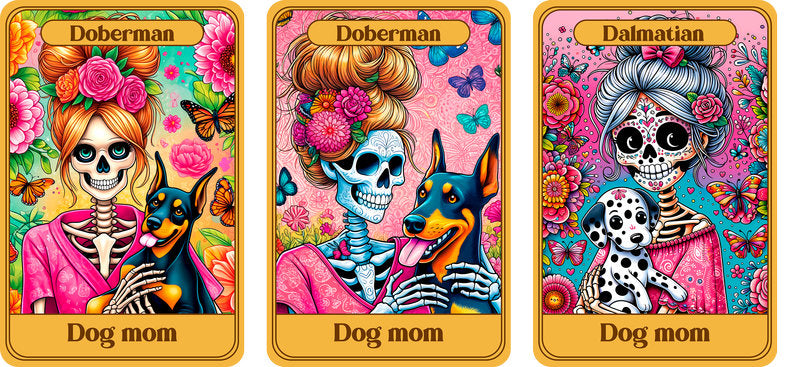 Day Of The Dead Dog Mom Tarot Card UV DTF Cup Wrap for 16oz Libbey Glass KA-8307