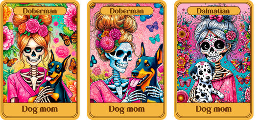 Day Of The Dead Dog Mom Tarot Card UV DTF Cup Wrap for 16oz Libbey Glass KA-8307