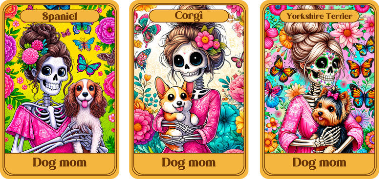 Sugar Skull Dog Mom Tarot Card UV DTF Cup Wrap for 16oz Libbey Glass KA-8308