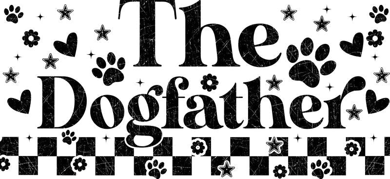 The Dogfather Black White UV DTF Cup Wrap for 16oz Libbey Glass KA-8310