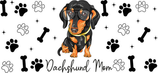 Dachshund Dog Mom UV DTF Cup Wrap for 16oz Libbey Glass KA-8321