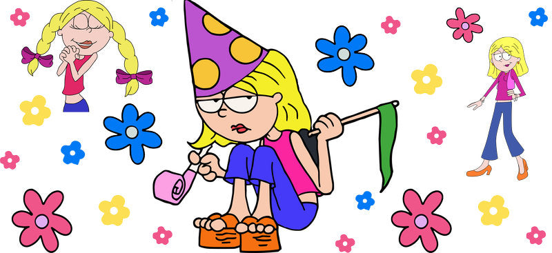 Disney Lizzie McGuire character collage UV DTF cup wrap for 16oz Libbey Glass KA-8335