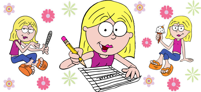 Lizzie McGuire school doodle cartoon cup decal for 16oz glass can UV DTF design KA-8336