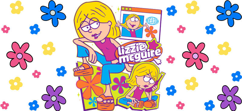 Lizzie McGuire magazine style cartoon transfer for 16oz Libbey Glass cup decal KA-8341