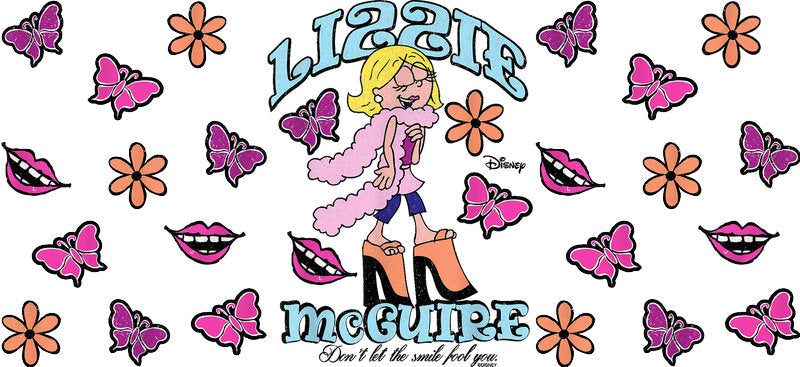 Disney Lizzie McGuire butterfly pattern cup wrap for 16oz Libbey Glass UV DTF decal KA-8344