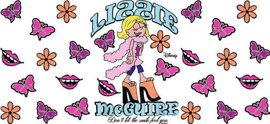 Disney Lizzie McGuire butterfly pattern cup wrap for 16oz Libbey Glass UV DTF decal KA-8344