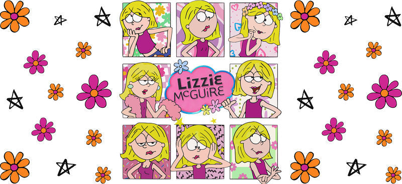 Lizzie McGuire photo collage nostalgic cartoon cup wrap for 16oz glass can KA-8347