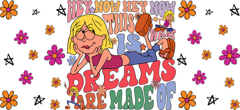 Disney Lizzie McGuire dreams floral UV DTF cup decal for 16oz Libbey Glass KA-8348