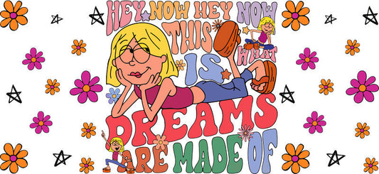 Disney Lizzie McGuire dreams floral UV DTF cup decal for 16oz Libbey Glass KA-8348