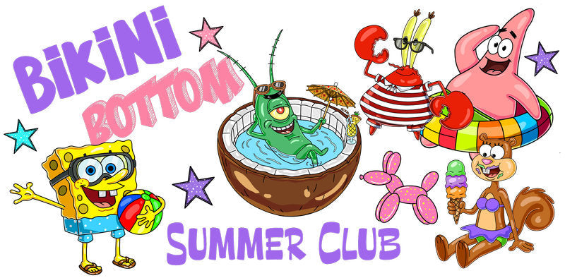 SpongeBob Bikini Bottom UV DTF cup wrap for 16oz Libbey Glass with colorful ocean cartoon design KA-8355