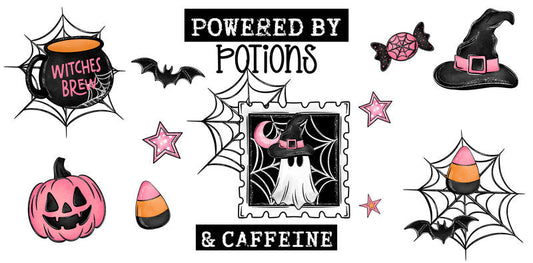 Witch Brew coffee cup decal for 16oz Libbey Glass with Halloween witchy drinkware design KA-8365