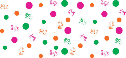 Colorful Polka Dot Cartoon 16oz UV DTF Transfer Cup Decal for Libbey Glass KA-8477