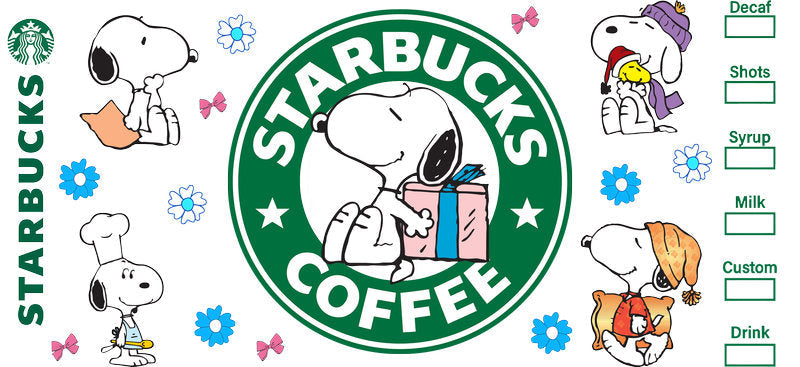 Coffee Lover Cartoon 16oz UV DTF Transfer Cup Decal for Libbey Glass KA-8486