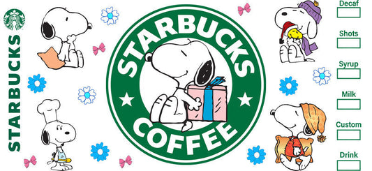 Coffee Lover Cartoon 16oz UV DTF Transfer Cup Decal for Libbey Glass KA-8486