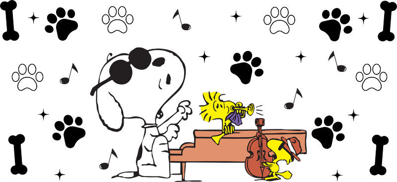Pet Lover Cartoon Design 16oz UV DTF Transfer Cup Decal for Libbey Glass KA-8503