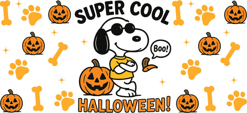 Halloween Cartoon Design 16oz UV DTF Transfer Cup Decal for Libbey Glass KA-8510