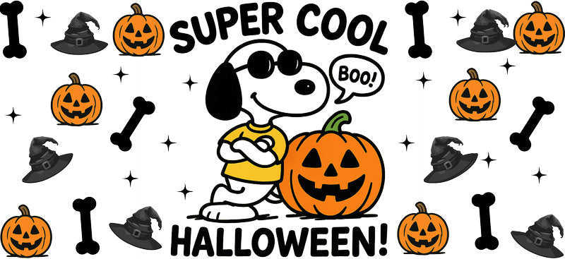 Super Cool Halloween Cartoon 16oz UV DTF Transfer Cup Decal for Libbey Glass KA-8512