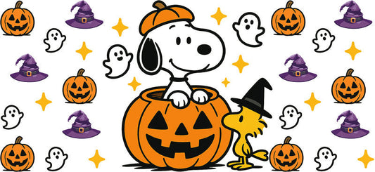 Halloween Pumpkin Cartoon 16oz UV DTF Transfer Cup Decal for Libbey Glass KA-8514