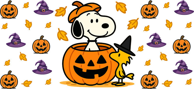 Autumn Pumpkin Cartoon 16oz UV DTF Transfer Cup Decal for Libbey Glass KA-8515