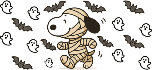 Spooky Mummy Cartoon 16oz UV DTF Transfer Cup Decal for Libbey Glass KA-8516